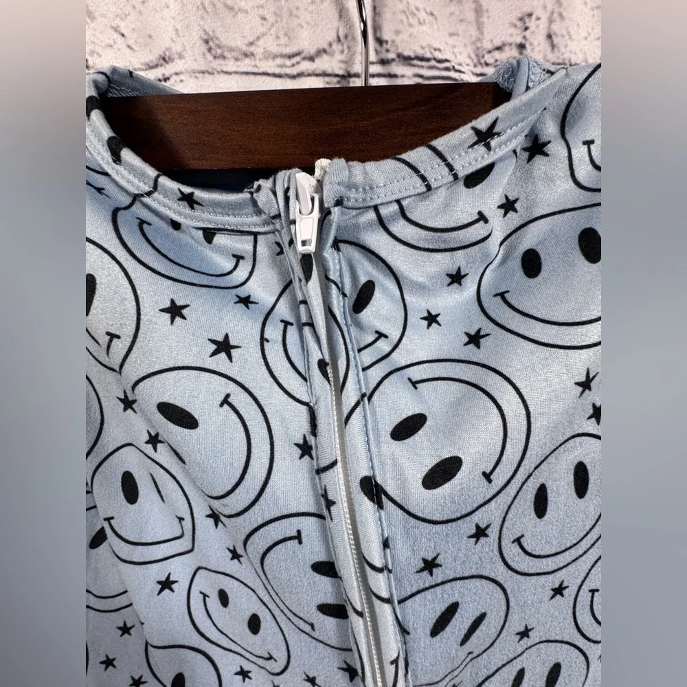 Pixie Lane Blue Smiley Face Pajama Onesie
